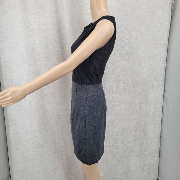 Theory Fitted Sheath Leather Bodice Wool Skirt Tirionne C Magistrate Mini Dress - Picture 6 of 16